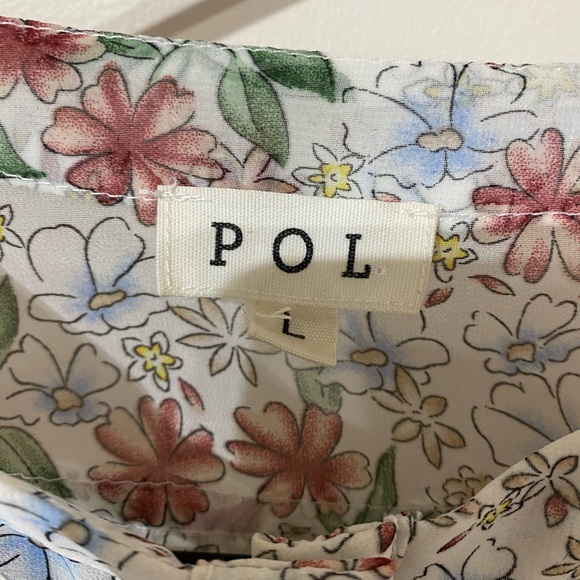 POL Floral Print Ruffle Lace Boho Long Sleeve Button Down Blouse size Large - Picture 2 of 8